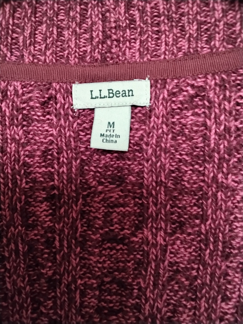 L.L. Bean Open-Front Cable Cardigan Sweater - Raspberry Pink SIZE M - Picture 4 of 6